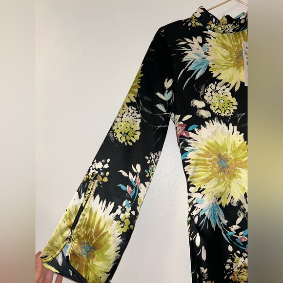 Floral Print Long Sleeve Mini Dress with Split Cuffs by Zara - Picture 2 of 3